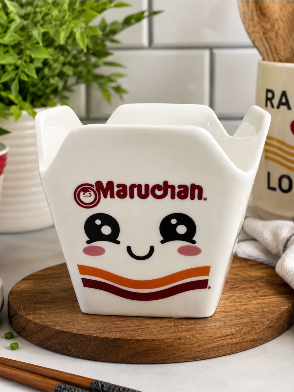 Ceramic Maruchan Ramen Noodle Bowl Container Kawaii Kitchen Decor Cute Foodie